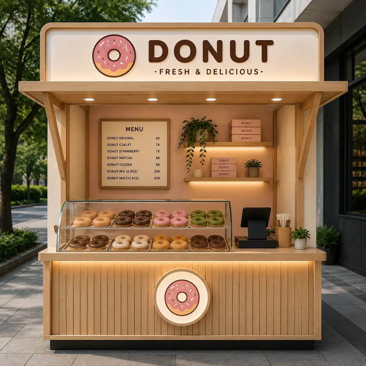 Custom Stand Booth Donat Kekinian Desain Super Instagramable